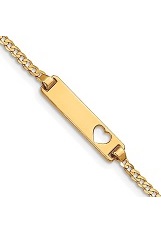 small catchy 14k yellow gold heart cut link Id baby bracelet 